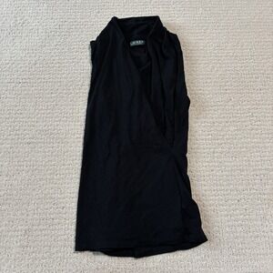 Lauren Ralph Lauren Women's Cross Neck Black Elegant Top Size Small